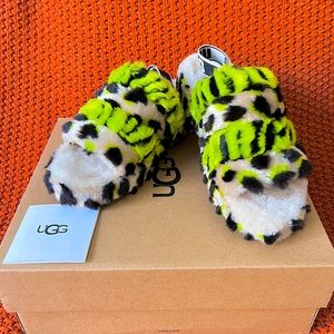 UGG Fluff Yeah Animalia Slipper - Key Lime Scallop - Women’s Size US 9